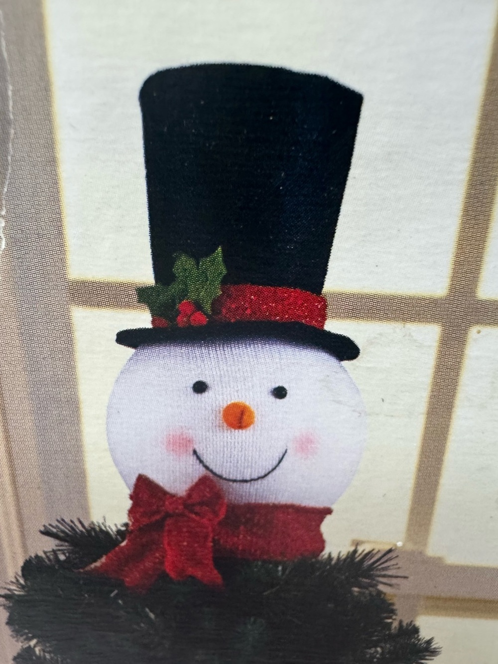 Home Accent Christmas Tree Topper Snowman with top hat and scarf 14.5”
